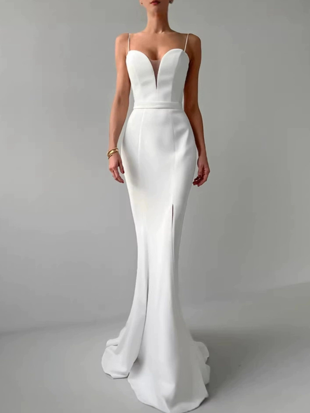 Forever 21 White Mermaid Bodycon Floor Length Gown Spring Summer